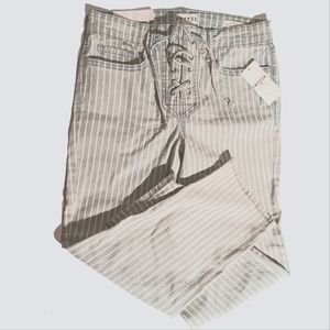 Women's Size 4/27 Frayed Jeans Laced Up High Rise Straight Leg Crop